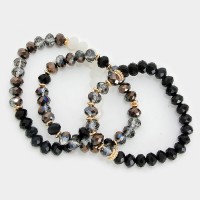 Black Aurora Faceted Boho Beaded Bracelet Set